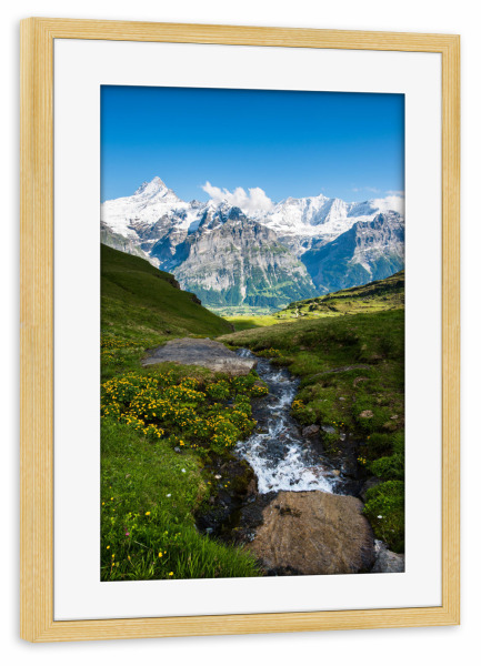 Poster mit Rahmen kiefer "View from Grindelwald First" artboxONE - Natur,Reise,Reise / Länder