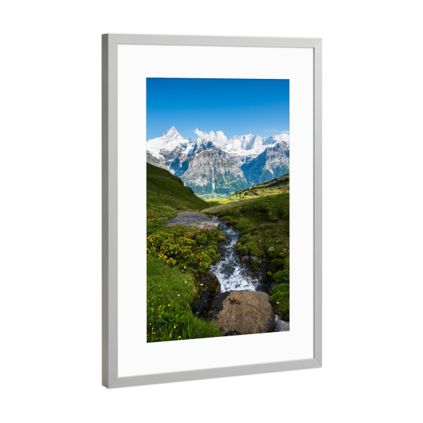 Poster mit Rahmen Silber "View from Grindelwald First" artboxONE - Natur,Reise,Reise / Länder