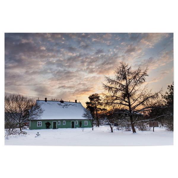 Poster 30x20 cm "Haus mit Schnee in Wieck" artboxONE - Natur,Reise,Architektur