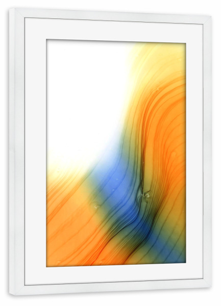 Poster mit Rahmen weiß "Blue and Orange Day" artboxONE - Abstrakt