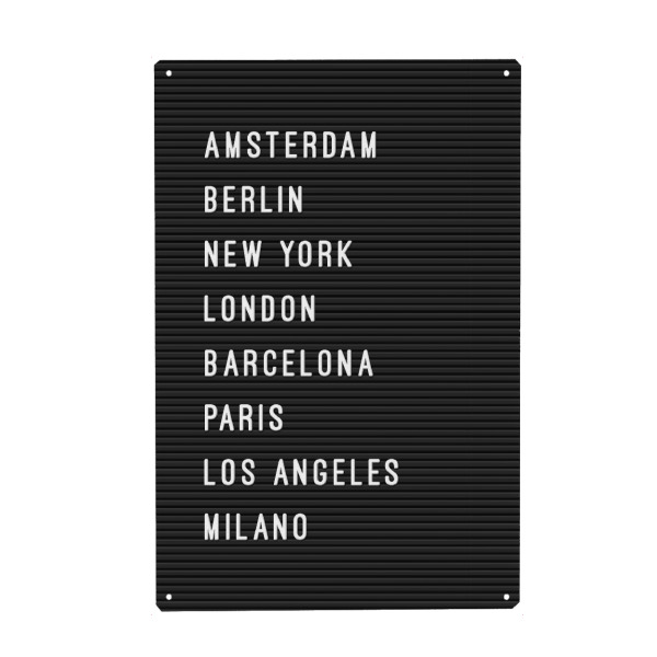 Holzbild "Letterboard Städte Welt" artboxONE - Städte,Städte / New York,Typografie,Reise,Schwarzweiß