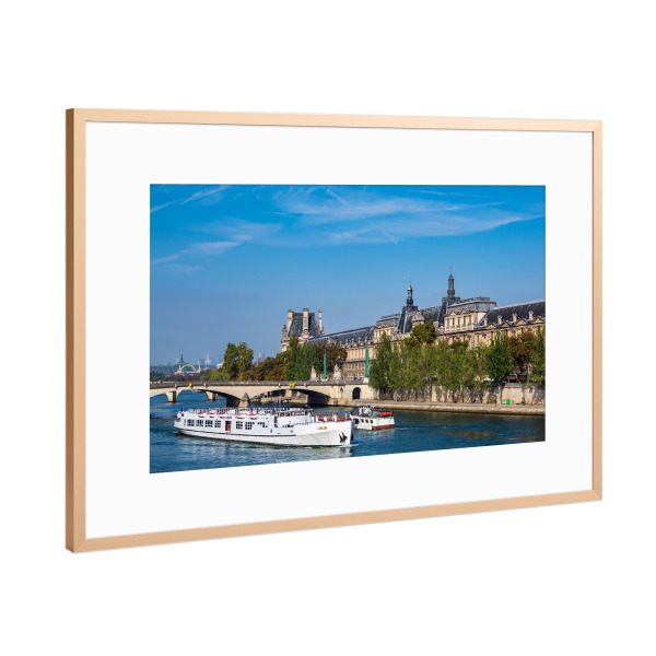 Poster mit Rahmen Kupfer "Seine mit Schiffen in Paris" artboxONE - Reise,Architektur,Städte / Paris