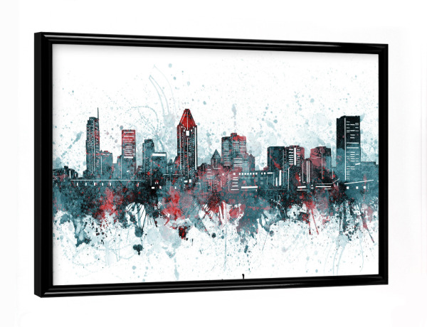 Poster mit schwarzem Rahmen "Montreal skyline artistic grey" artboxONE - Städte,Reise,Architektur