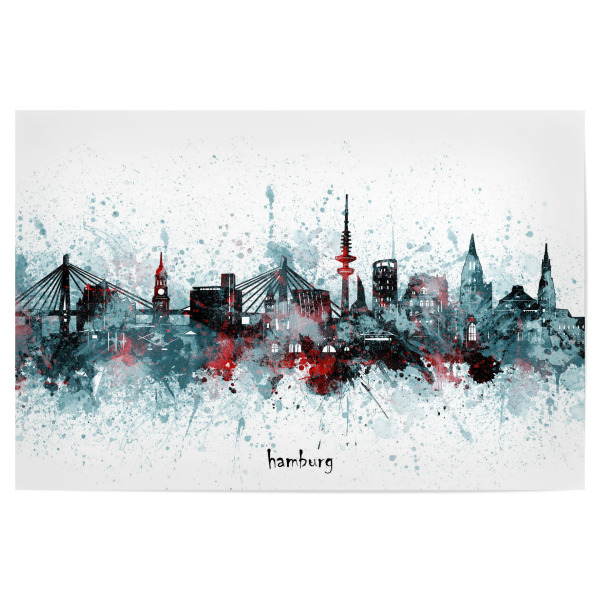 Poster "Hamburg skyline artistic grey" artboxONE - Städte,Städte / Hamburg,Reise,Architektur
