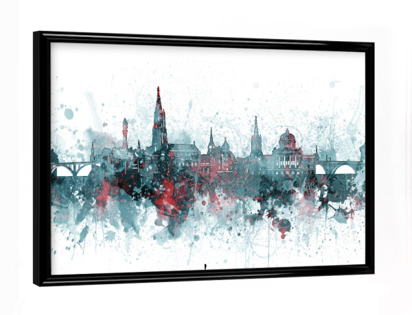 Poster mit schwarzem Rahmen "Bern skyline artistic grey" artboxONE - Städte,Reise,Architektur