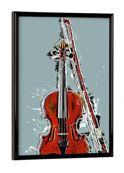 Poster mit schwarzem Rahmen "Violin string instrument cartoon" artboxONE - Musik - Music,Instrument,Instruments,String,Violin,Violinist,Musik,Geige