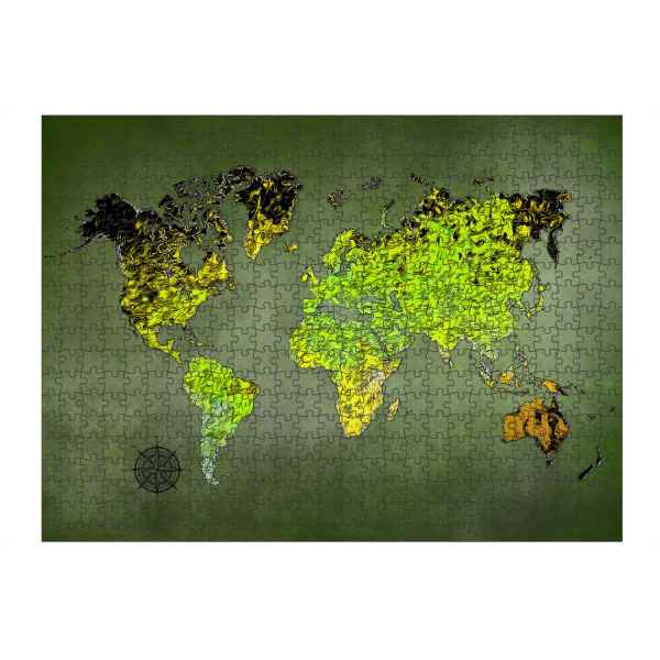 artboxONE Puzzle "World map green cartoon" artboxONE - Reise,Kartografie