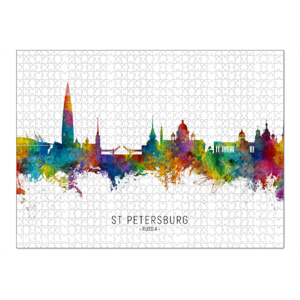 Puzzle Ravensburger "St Petersburg Russia Skyline txt" artboxONE - Städte