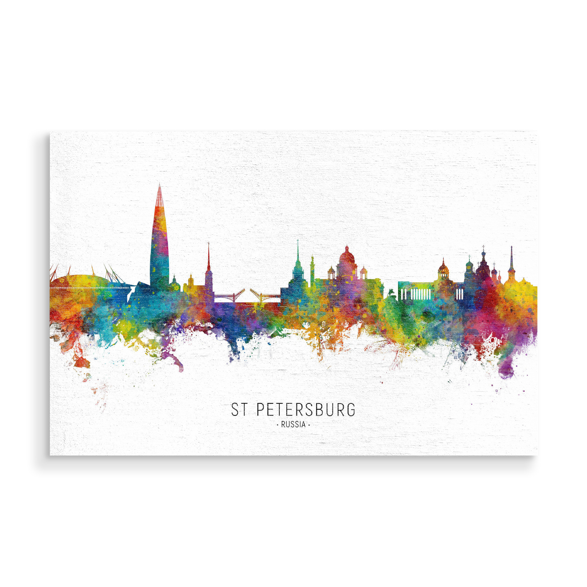 Holzbild "St Petersburg Russia Skyline txt" artboxONE - Städte