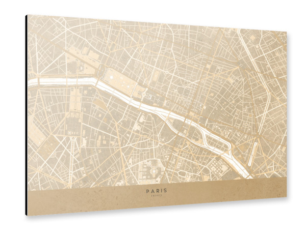 Alu-Dibond "Sepia vintage map of Paris" 30x20 cm artboxONE