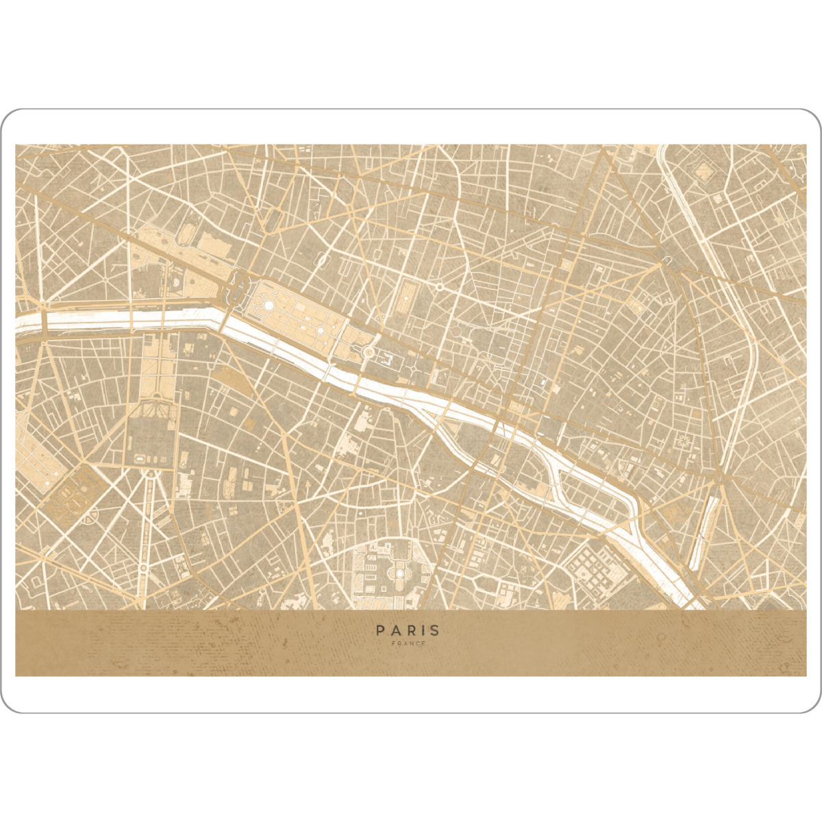 Tischset "Sepia vintage map of Paris" artboxONE - Kartografie - Sepia,Vintage,Map,Paris,Karte,Frankreich,Stadt,City,Distressed,Beige,Cream,Brown
