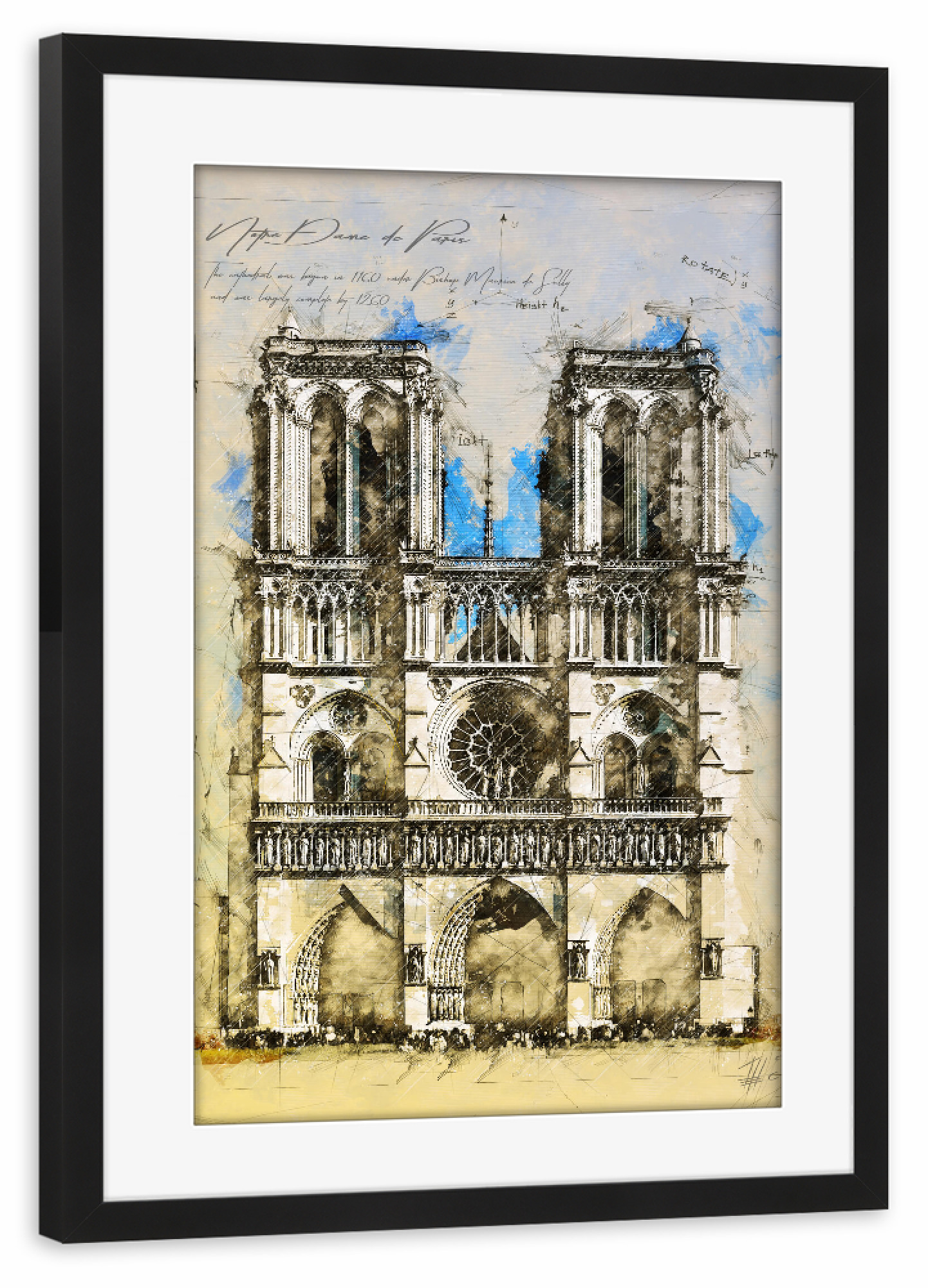 Poster mit Rahmen schwarz "Notre Dame, Paris" artboxONE - Architektur,Städte / Paris