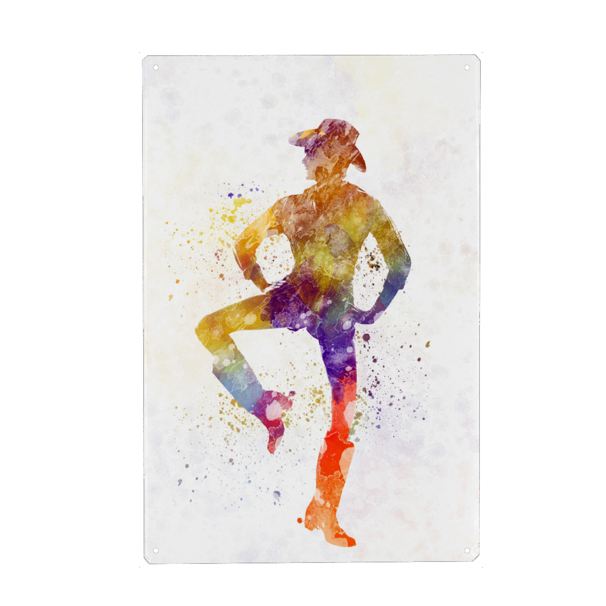 Metall Poster "Young country woman" artboxONE - Musik - Dance,Dancer,Music,Woman,Watercolor,Illustration,Drawing,Show,Country,America,Texas,Rodeo