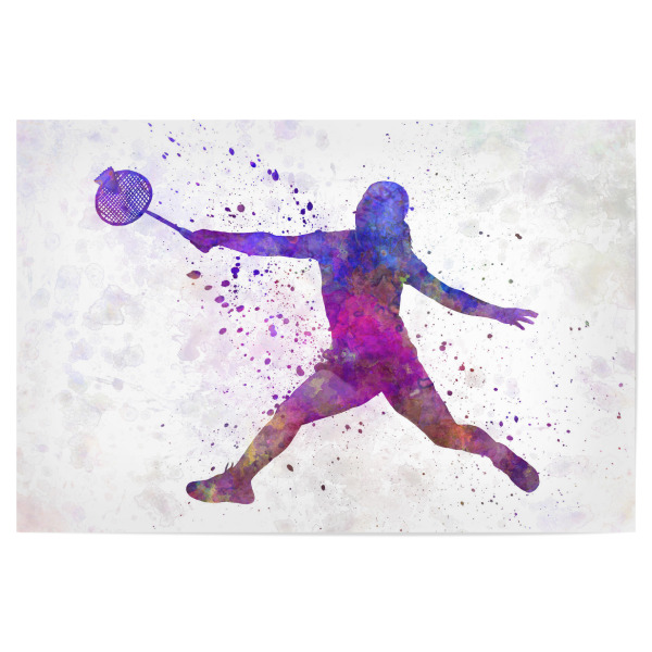Poster 30x20 cm "Badminton female silhouette" artboxONE - Sport - Sport,Sports,Color,Illustration,Requeta,Badminton,Woman,Ball