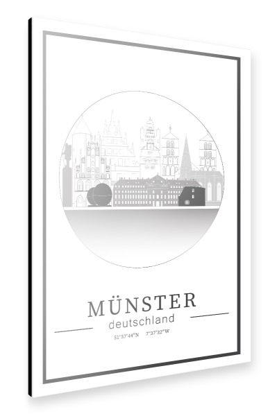 Alu-Dibond "Münster skyline line art circle" 30x20 cm artboxONE