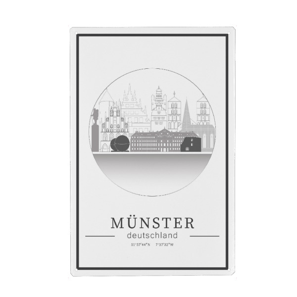 Holzbild "Münster skyline line art circle" artboxONE - Städte,Reise,Architektur,Kartografie