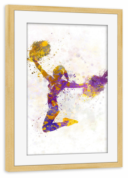 Poster mit Rahmen kiefer "Young cheerleader in watercolor-c" artboxONE - Menschen,Sport