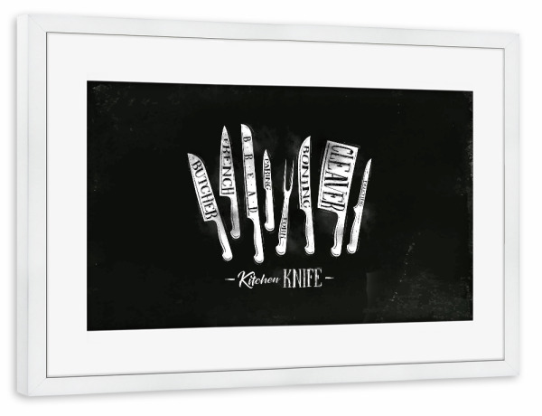Poster mit Rahmen weiß "Сutting knife chalk" artboxONE - Essen & Trinken,Für Mama,Für Papa