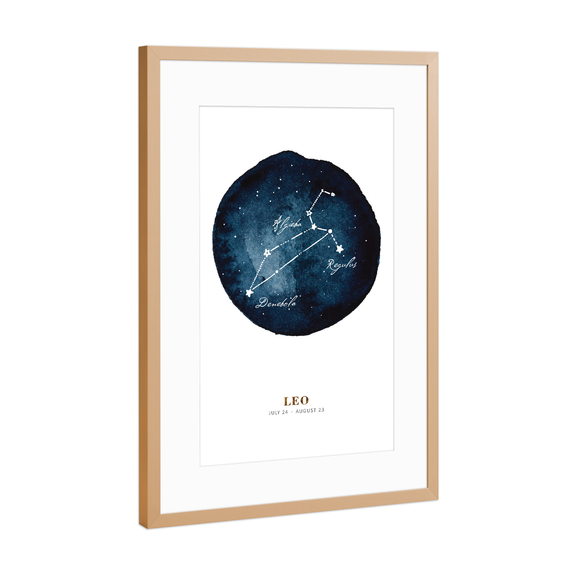 Poster mit Rahmen Kupfer "Buffiere - Sternzeichen Löwe" artboxONE - Galaxy