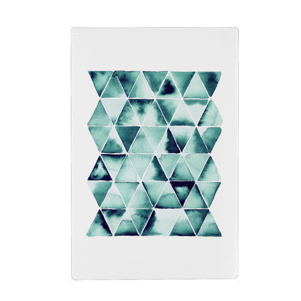 Holzbild "Buffiere - Grüne Dreiecke" artboxONE - Abstrakt,Geometrie