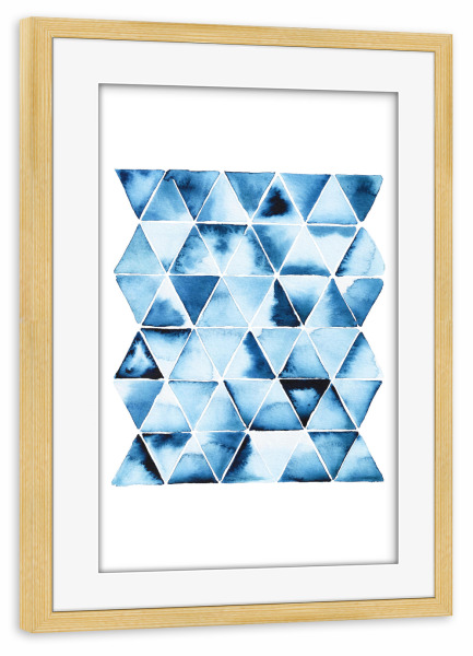 Poster mit Rahmen kiefer "Buffiere - Blaue Dreiecke" artboxONE - Abstrakt