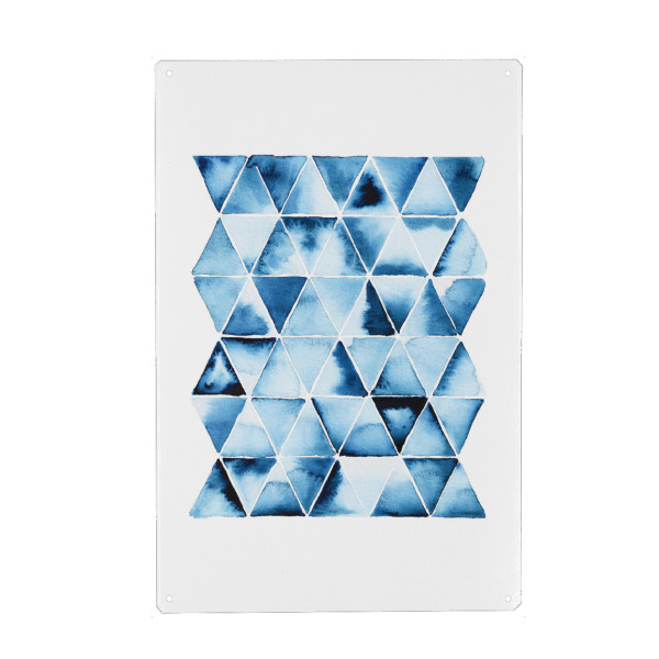 Holzbild "Buffiere - Blaue Dreiecke" artboxONE - Abstrakt