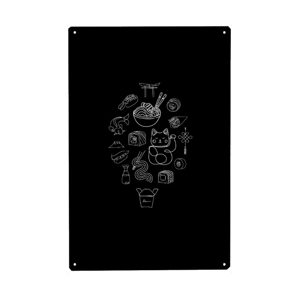 Holzbild "Asian food dark" artboxONE - Für Kinder,Essen & Trinken,Für Mama,Für Papa