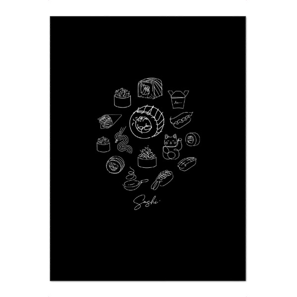 Puzzle Ravensburger "Sushi types black" artboxONE - Für Kinder,Essen & Trinken,Für Mama,Für Papa