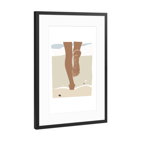 Poster mit Rahmen Schwarz (Metallic) "Sandy beach legs" artboxONE - Abstrakt,Menschen,Reise / Strand und Meer