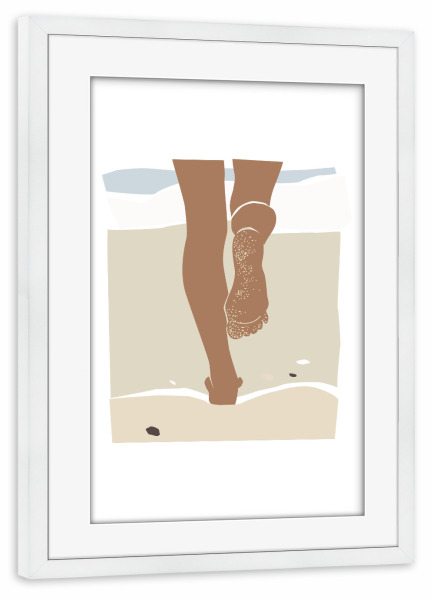 Poster mit Rahmen weiß "Sandy beach legs" artboxONE - Abstrakt,Menschen,Reise / Strand und Meer
