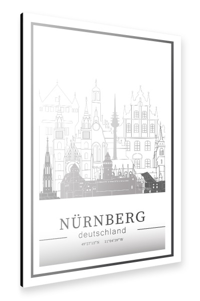 Alu-Dibond "Nuremberg skyline line art" 30x20 cm artboxONE