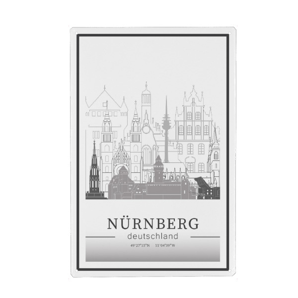 Holzbild "Nuremberg skyline line art" artboxONE - Städte,Reise,Architektur,Kartografie