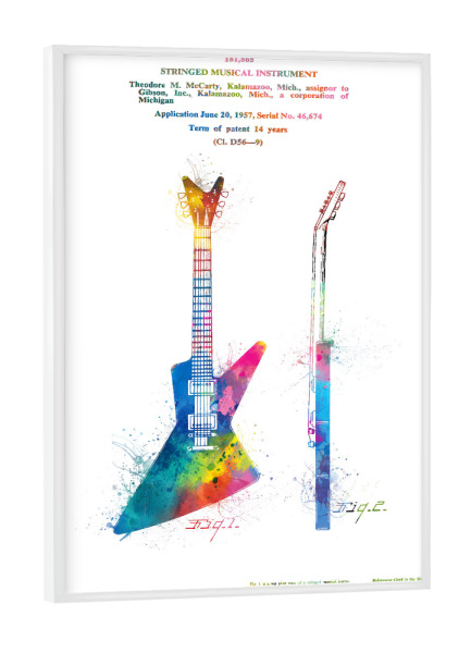 Poster mit weißem Rahmen "Electric guitar patent drawing" artboxONE - Musik