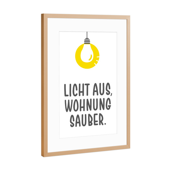 Poster mit Rahmen Kupfer "Licht & Chaos I Gelb & Weiß" artboxONE - Typografie,Für Kinder,Comic,Für Mama,Lustig