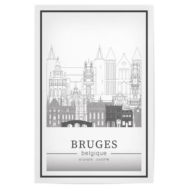 Poster "Bruges skyline line art" artboxONE - Städte,Reise,Architektur,Kartografie