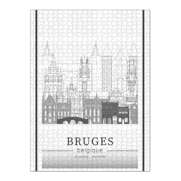 Puzzle Ravensburger "Bruges skyline line art" artboxONE - Städte,Reise,Architektur,Kartografie