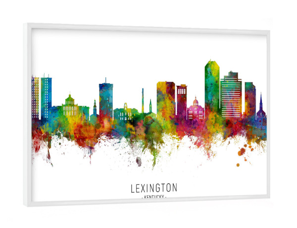 Poster mit weißem Rahmen "Lexington Kentucky Skyline txt" artboxONE - Städte