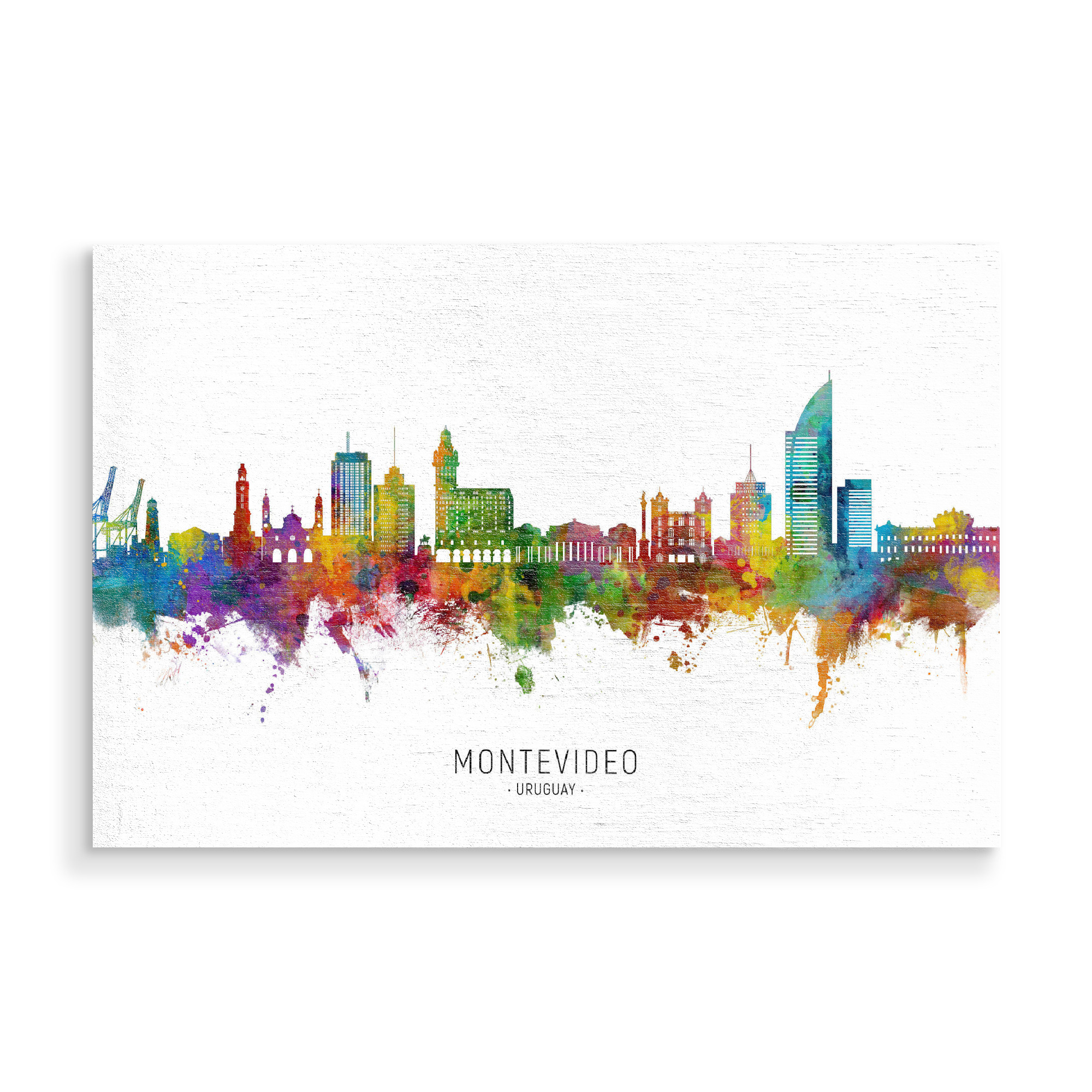 Holzbild "Montevideo Skyline Uruguay txt" artboxONE - Städte