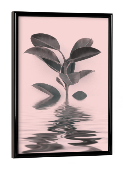 Poster mit schwarzem Rahmen "Leaf And Water Zen Harmony" artboxONE - Natur,Floral