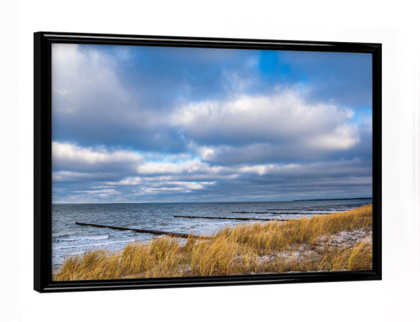 Poster mit schwarzem Rahmen "Düne und Buhnen" artboxONE - Natur,Reise,Reise / Strand und Meer