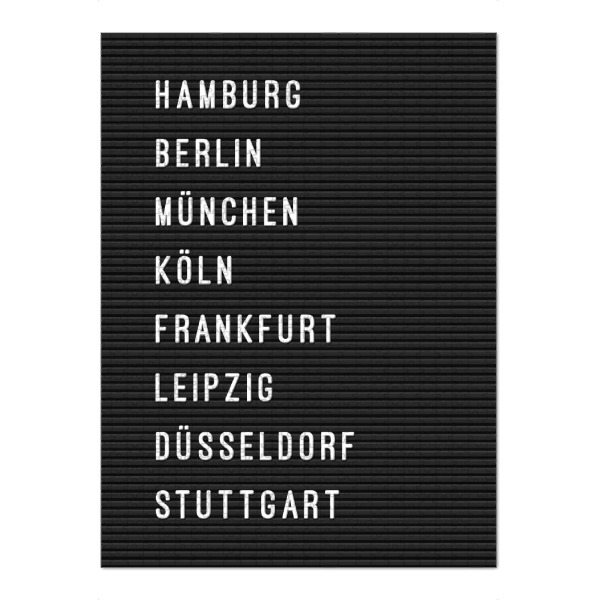 Puzzle Ravensburger "Letterboard Städte Deutschland" artboxONE - Städte,Städte / Berlin,Typografie,Reise,Schwarzweiß