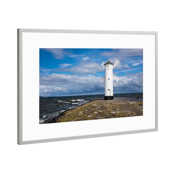 Poster mit Rahmen Silber "Die Mole in Swinemünde" artboxONE - Natur,Reise,Architektur,Reise / Strand und Meer