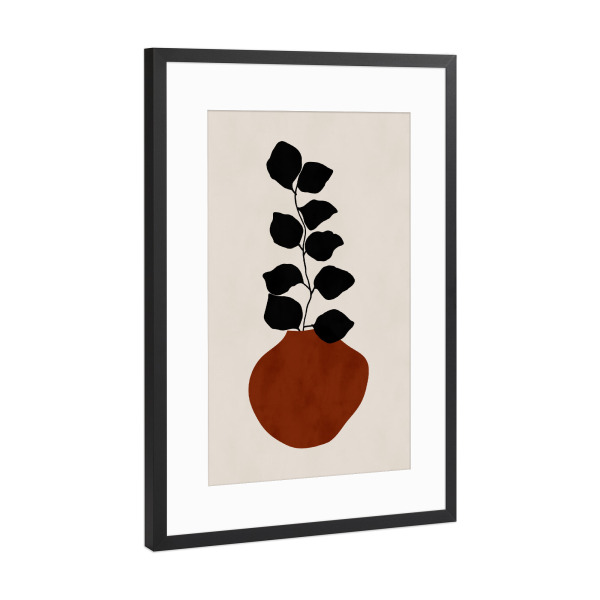 Poster mit Rahmen Schwarz (Metallic) "RED VASE" artboxONE - Floral,Abstrakt