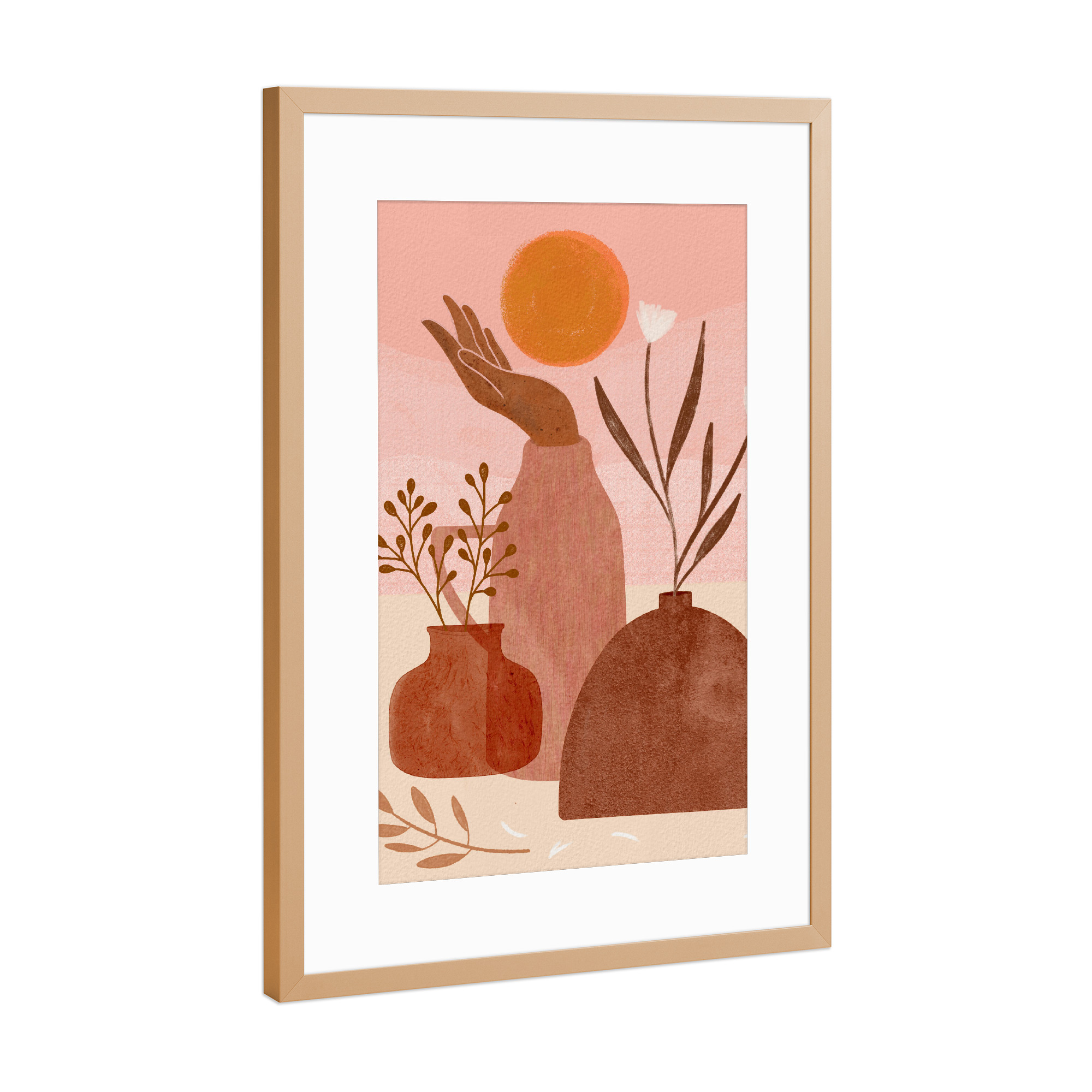 Poster mit Rahmen Kupfer "Abstraktes Blumenbouquet" artboxONE - Floral,Abstrakt,Geometrie