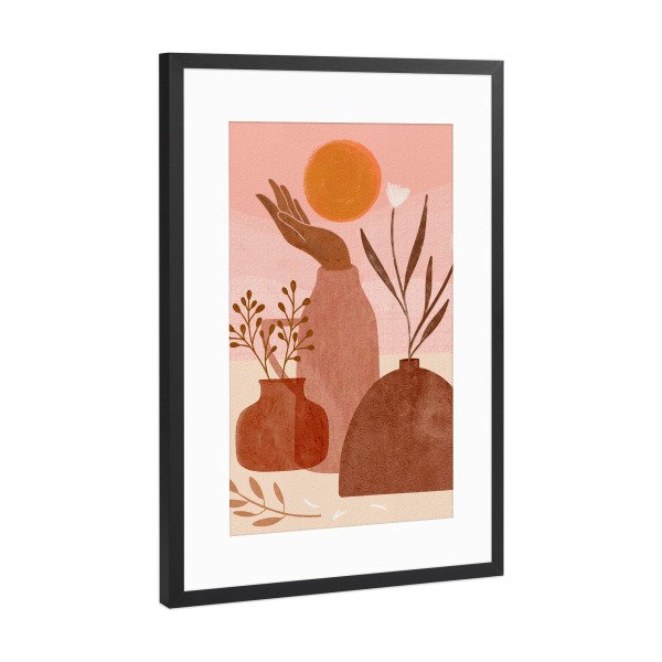 Poster mit Rahmen Schwarz (Metallic) "Abstraktes Blumenbouquet" artboxONE - Floral,Abstrakt,Geometrie