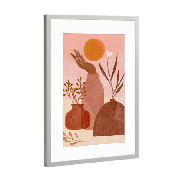 Poster mit Rahmen Silber "Abstraktes Blumenbouquet" artboxONE - Floral,Abstrakt,Geometrie