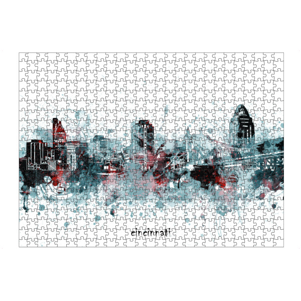 Puzzle Ravensburger "Cincinnati skyline artistic grey" artboxONE - Städte,Reise,Architektur
