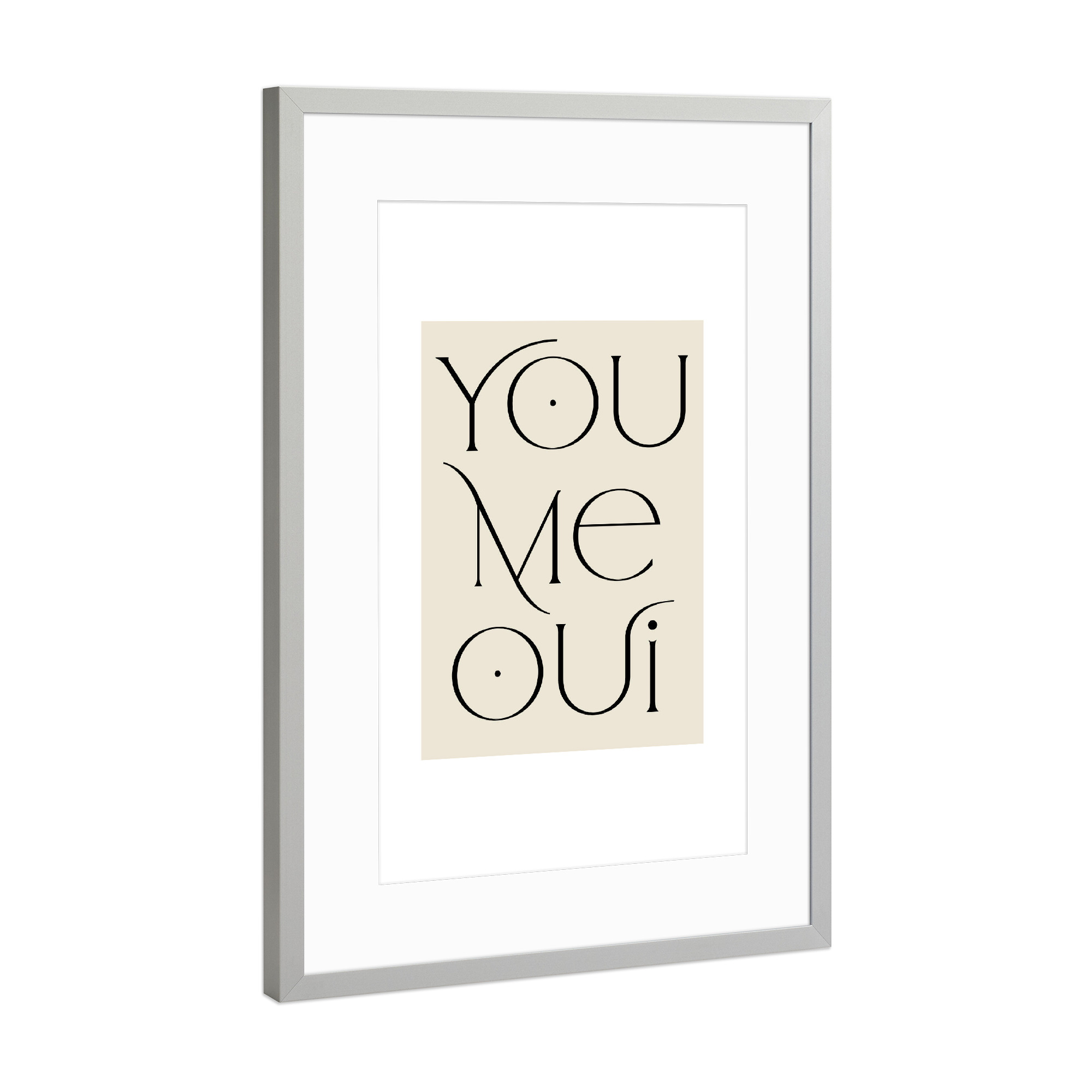 Poster mit Rahmen Silber "You Me Oui Love Quote" artboxONE - Typografie,Menschen,Liebe
