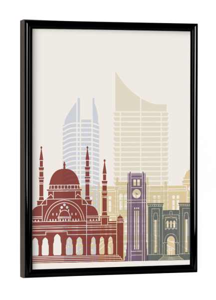 Poster mit schwarzem Rahmen "Beirut skyline" artboxONE - Städte