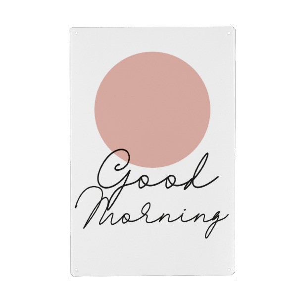 Holzbild "Good Morning & Sonne I Rosa" artboxONE - Typografie,Für Kinder,Geometrie,Lehrersprüche,Lustig